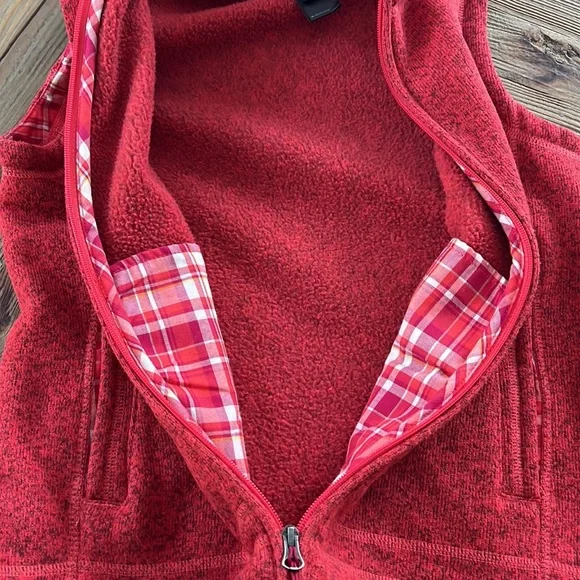 North Face Fleece Plaid Hooded Vest Medium - Picture 6 of 6